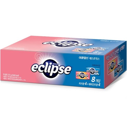 이클립스 베스트 믹스 페퍼민트 34g x 4p + 피치 34g x 4p 세트, 24개