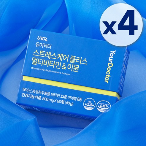 유어닥터 스트레스케어 긴장완화 피로회복 L테아닌 고함량 멀티비타민&이뮨 영양제 4박스 4개월분, 60정, 4개