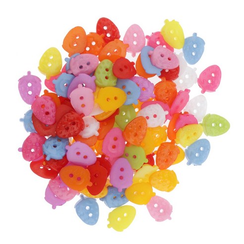 shangren DIY 봉 제 공예에 대 한 100x15mm 다채로운 플라스틱 2 구멍 단추, 딸기
