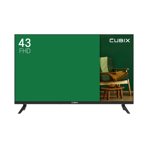 큐빅스 43인치 FHD TV 109cm LED TV 스탠드형 벽걸이 가능 자가 설치 방문 설치 에너지효율 1등급, 스탠드형 택배배송
