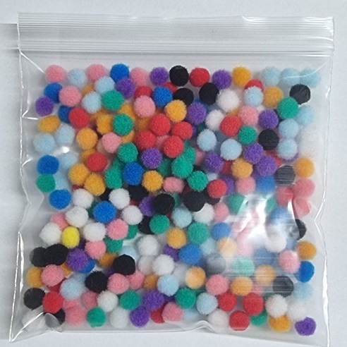 뽕뽕이 원형 소포장 칼라솜 솜방울 8mm (낱개260개정도) 혼합, 1봉