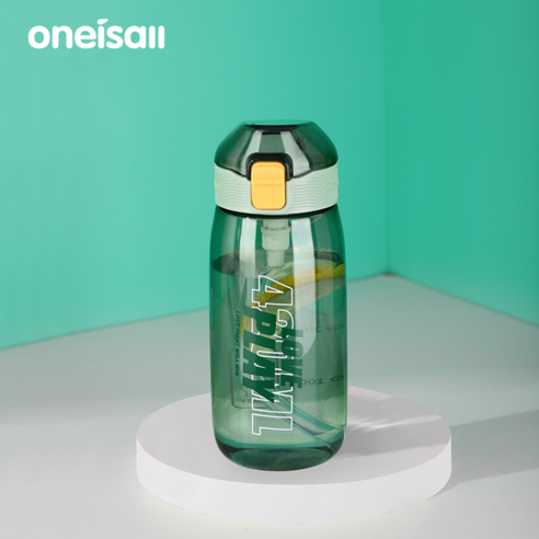ONEISALL 빨대플라스틱컵 대용량 물컵 다용도 주전자 다색선택가능 1개, 그린 420ml