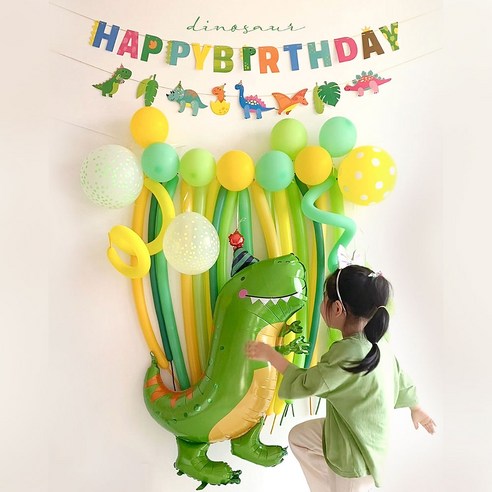 이든샬럿 공룡 생일 파티 요술 풍선 가랜드 세트, a 알록달록 공룡 가랜드, 1세트