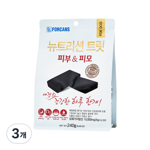 포켄스 강아지 뉴트리션 트릿 영양제, 피부/피모, 240g, 3개