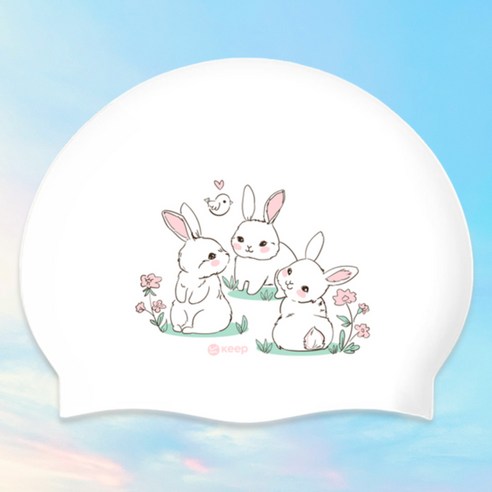 킵스위밍 버니버니 실리콘수모 수영모자 토끼수모, 화이트, FREE (One Size), 1개