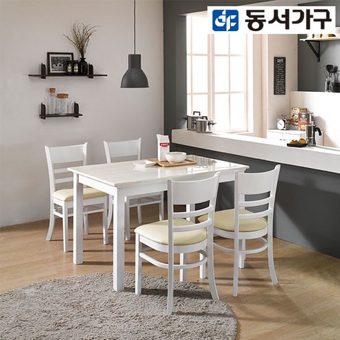 동서가구 클로델 대리석 4인 식탁세트 DF906996, 클라우드 웬지