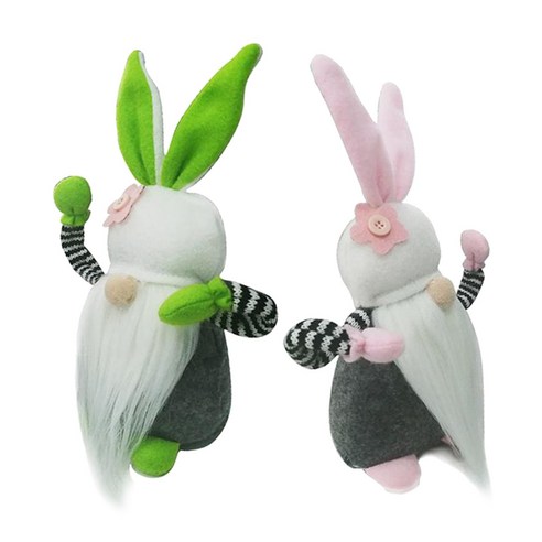 2pcs 부활절 그놈 플러시 토끼 장식품 파티 휴가를위한 격언 장식 세트, 여러 가지 빛깔의, 폴리 에스터