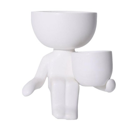 세라믹 꽃 냄비 인간의 꽃병 식물 냄비 화분, 화이트 10x9x6cm