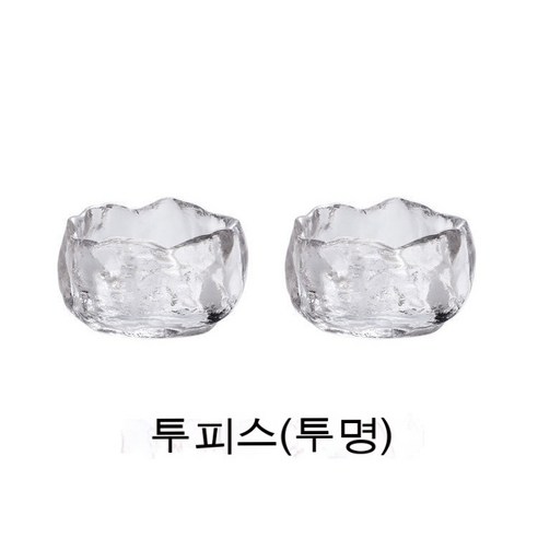 스노우드림 일본식 다기 크리스탈 글라스 컵 주인잔 쿵푸 다기 세트, 유리컵 2개_라이트 클리어