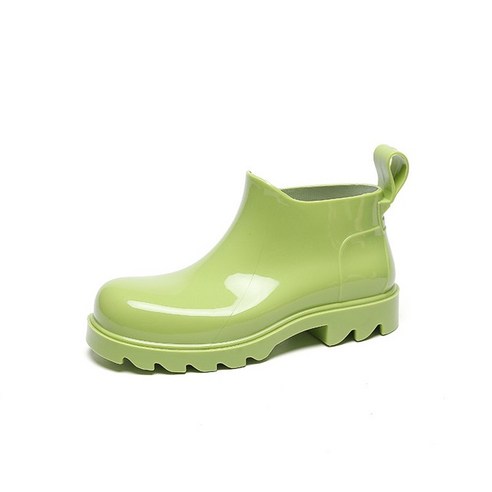 스노보드부츠280 스키 보드 여성용 PVC 플랫폼 슬립온 신발 레인 부츠 단색 미끄럼 방지 두꺼운 바닥 캐주얼 숏 패션, [02] 37, [04] green