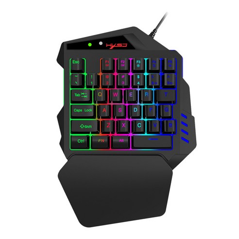 YSSHOP USB 유선 게이밍 키보드 한손 RGB 백라이트 키패드, 26.1X18X4cm, ABS, 블랙