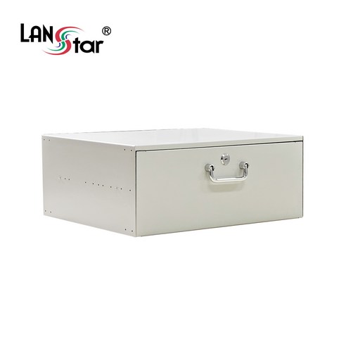 랜스타 허브랙 슬라이딩 서랍장 보안 캐비닛 슬라이드 수납장 4U 아이보리 LS-4UID, 1개
