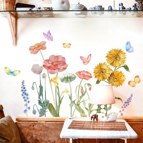DFMEI zsz1791 식물성 꽃나비 장식 벽 스티커 배경 벽면 침실 심플 벽면 제거 그림, DFMEI 30*60cm*2장