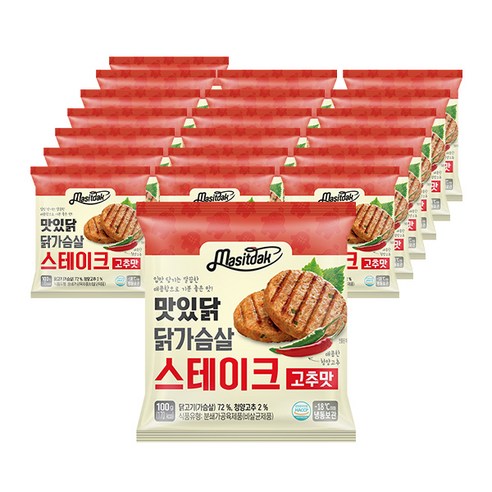 랭킹닭컴 맛있닭 닭가슴살 스테이크 고추맛, 100g, 20개, 100g