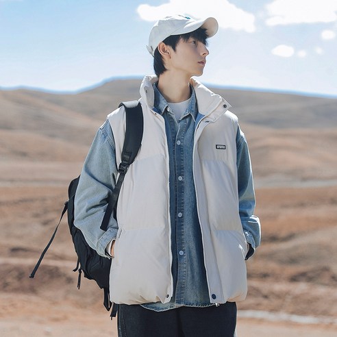 겨울 오리털 패딩 조끼 코트 루즈핏 커플 패딩 점퍼