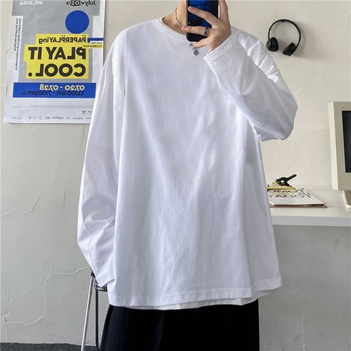 순색 긴팔 티셔츠 오버핏 긴팔 티셔츠