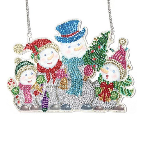 DKaony 크리스마스 DIY Applique 라인 석 아크릴 펜던트 키트 벽 교수형 아트 공예품 장식 장식품 홈 창에 대 한, 눈사람