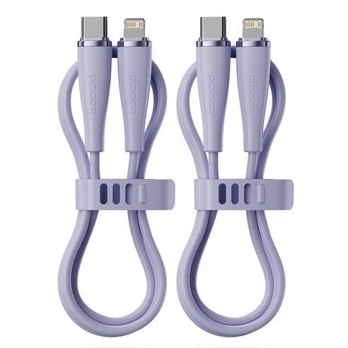Toocki Cto8핀 Cto 라이트닝 PD 20W 고속 충전케이블 TQ-X11, 퍼플c-l, 2개입, 2m