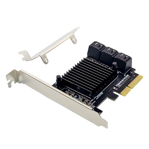 Monland PCI-E SATA Ⅲ 6 포트 데스크탑 라이저 카드 SATA3.0 하드 드라이브 6Gbps 확장, 검은 색