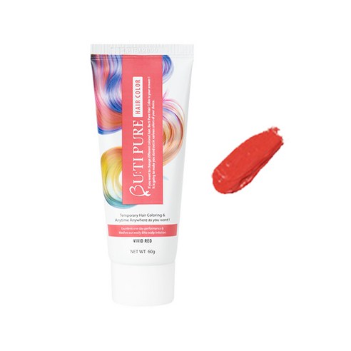 뷰티퓨어 헤어컬러트리트먼트 일회용염색 셀프염색 하루염색약 60g, 레드, 1개