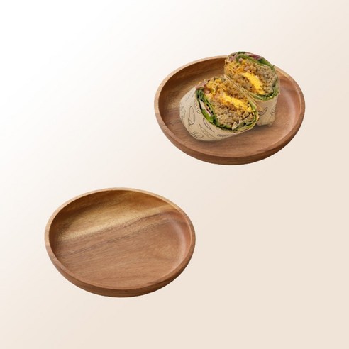아카시아 우드 원형 접시세트 (중), 중 size, 2개