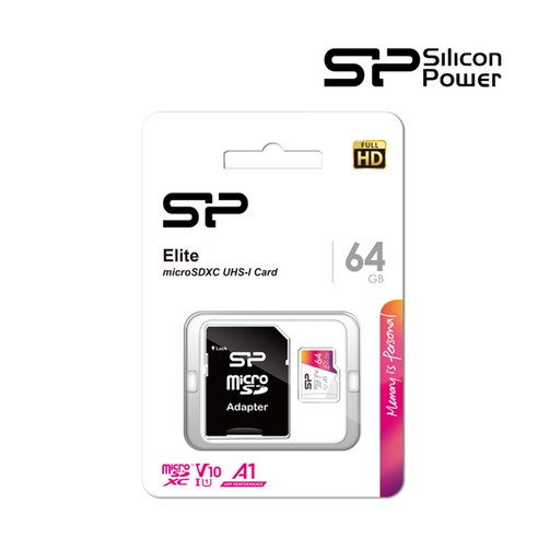 실리콘파워 micro SDXC CLASS10 UHS-I Elite V10 A1 100MB s 64GB 메모리카드, 0GB