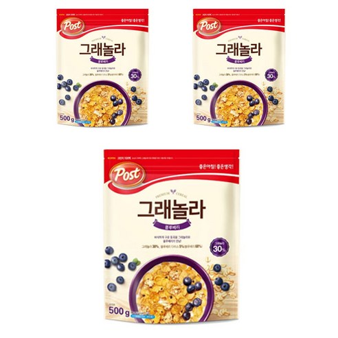 포스트 그래놀라 블루베리 시리얼, 500g, 3개