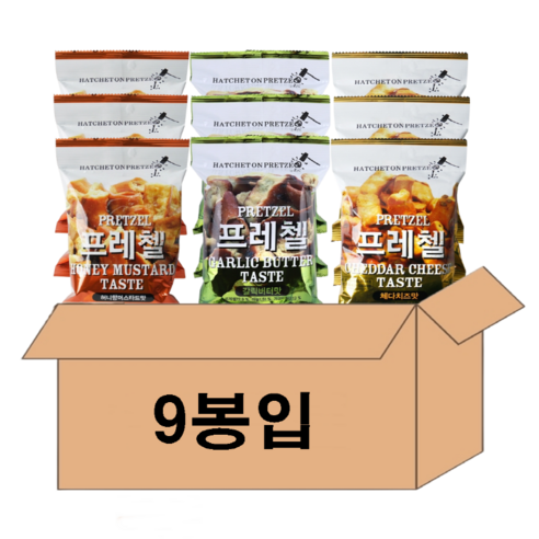 (다파니)프레첼 체다치즈맛+갈릭버터맛+허니향 머스타드맛 세트, 9개