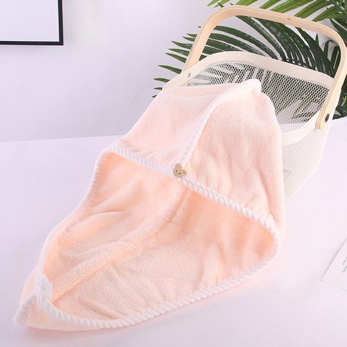 마른머리 모자 가두다 빨리 마르다 물을 빨아들이다 털이 빠지지 않다 고밀 산호모 포켓 샤워 모자 마른머리 모자 여자, 28x60, 핑크