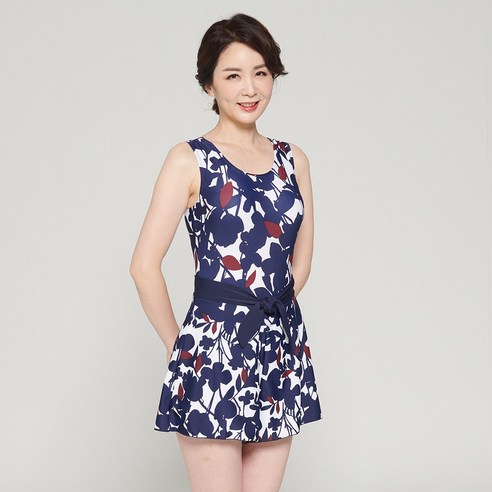 일리카이 여성용 피렌체 랩스커트 + 원피스수영복 세트, 네이비