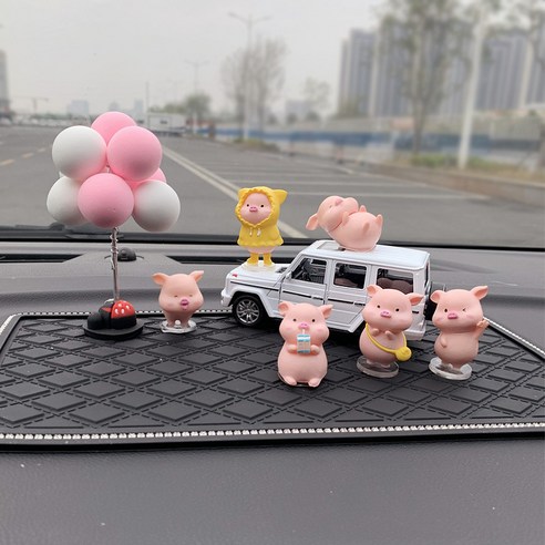 차내 액세서리 장식품, 1 건, 6마리 돼지 핑크공 흰둥이 G그랜드 미디엄