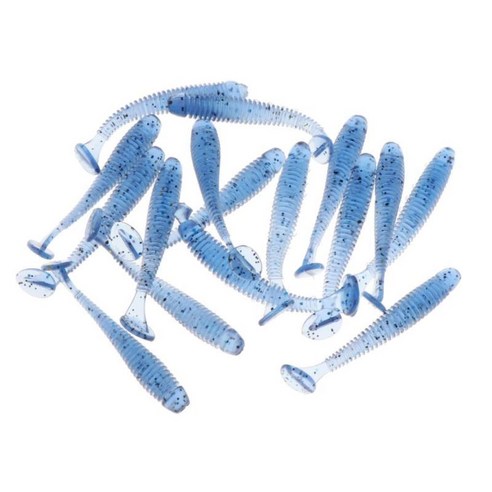 16 조각 5cm 소프트 낚시 미끼 플라스틱 낚시 미끼 T-꼬리 땅벌레 벌레 미끼 물고기 태클 액세서리, 블루, PVC