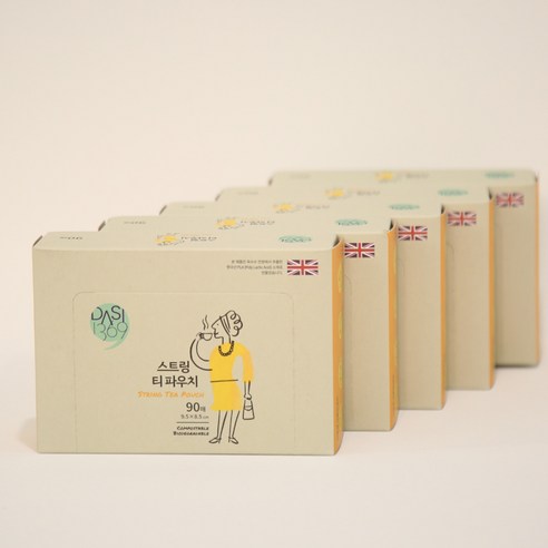 친환경 생분해 스트링파우치 티필터 90매X5팩 II 손잡이가 있어 차우리기 짱, 5개