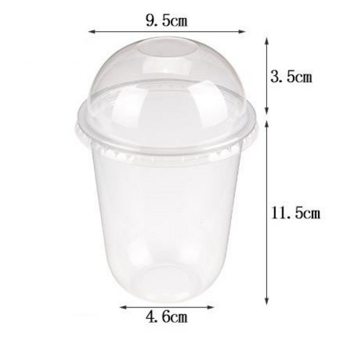 컵과일 투명 디저트컵 450ml 빙수용기 100p + 무타공 돔형뚜껑 100p