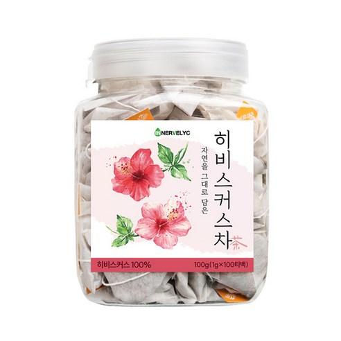 이너블릭 히비스커스 차 100티백 PLA 친환경 필터, 1g, 1개, 100개입