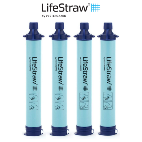 라이프스트로우 추천상품 LifeStraw 라이프스트로우 아웃도어 개인용 정수필터 4팩 세트 (캠핑 야외 여행 하이킹)