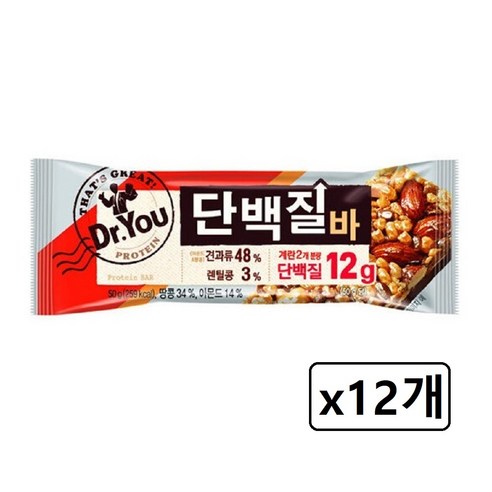 닥터유 단백질바 주머니쏙, 50g, 12개