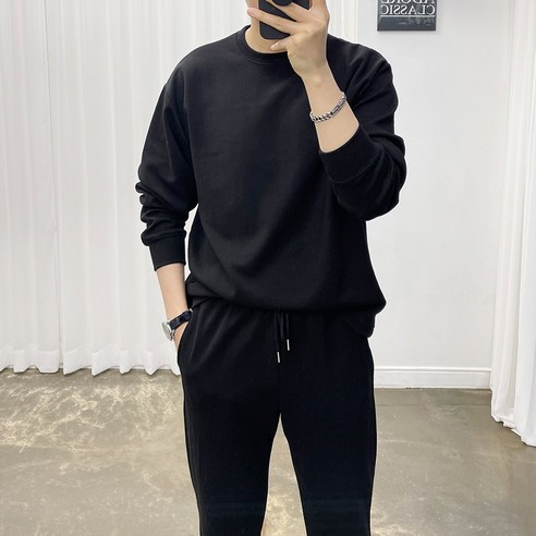 아도르클래식 5컬러 무지 세미 오버핏 맨투맨 긴팔티