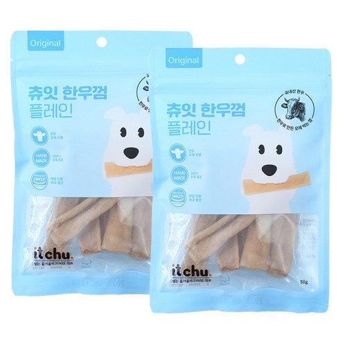 츄잇 한우 가죽껌, 플레인, 50g, 2개