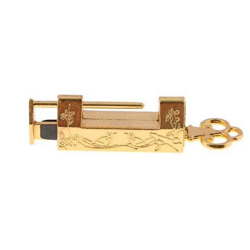 고대 긴 래치 자물쇠 자물쇠 내각 찬장 보석함 열쇠 고리 걸쇠, {"사이즈":"42x10x18mm"}, {"색상":"황금"}, {"수건소재":"합금"}