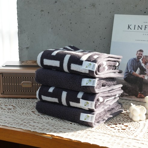 플로라타올 프리미엄 코마사 40수 디자인 수건 10장세트 (체스 2장+엣지 2장+솔리드 6장), 네이비믹스 10장, 1세트