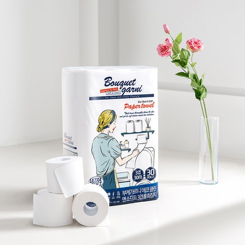 부드러운 촉감과 환경 의식적인 클린징을 위한 부케가르니 에코 클린 앤 소프트 화장지