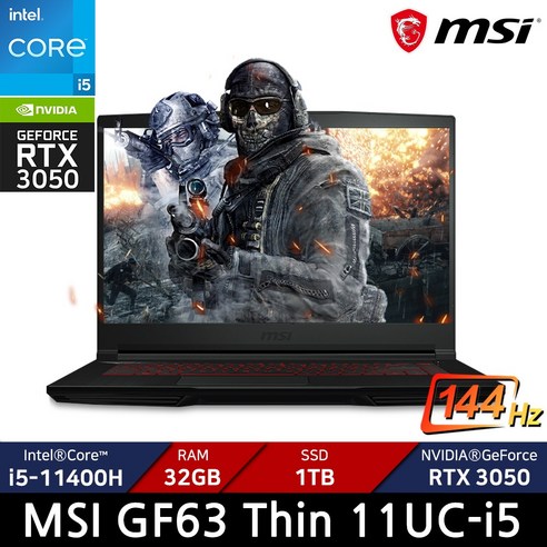 게이밍 노트북 엠에스아이 2023 모던 14, 블랙, 라이젠7, 1TB, 8GB, Free DOS, C7M-R7 9 MSI GF63 Thin 11UC-i5 인텔 11세대 i5-11400H RTX3050 인기모델 게이밍 그래픽 포토샵 롤 오버워치2 디아블로4 작업용 노트북 / +마우스증정, Free DOS, 32GB, 1TB, 코어i5, 블랙