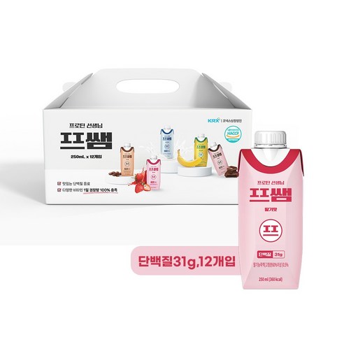 파워풀엑스 프쌤 단백질음료 딸기맛 250ml x 12개, 24개