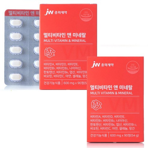 중외제약 멀티 비타민 앤 미네랄 600mg 90정 3개월분, 2개 180정 6개월분