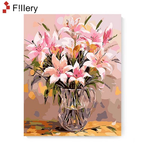FiIIery DIY 명화그리기 해바라기그림 풍경화 꽃 유화 세트 40 x 50cm, 72-로티백합꽃, 1개