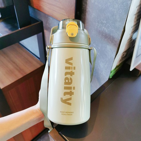 smy대용량 보온병 컵 여행 주전자 야외 휴대용 컵 간단한 야외 1000Ml 여성 학생 기숙사 컵, 색깔8, 하나