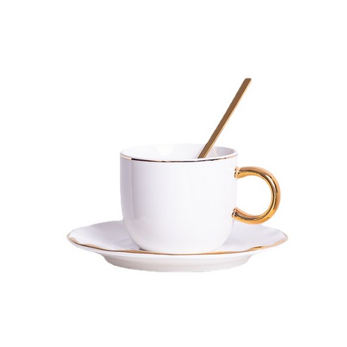ANKRIC 머그잔 유럽의 고급 커피 컵 접시 세트 창조적 인 골드 세라믹 컵 애프터눈 티 컵 선물 컵, 흰색 3 조각 세트