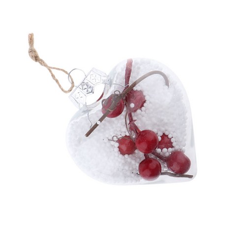 로맨틱 크리스마스 하트 지우기 눈 공 빨간 열매 매달려 크리스마스 트리 장식 실내 야외 장식, A, 플라스틱