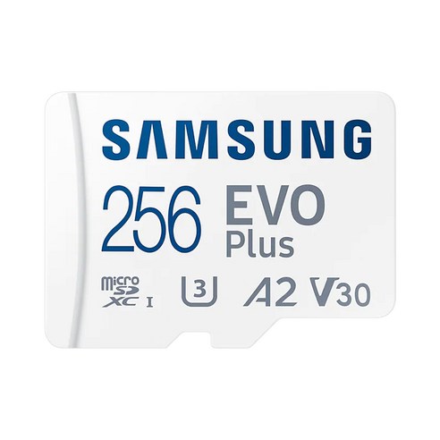 삼성전자 New EVO Plus 마이크로SD 메모리카드 256기가 Class10 SDXC 4K 촬영 스마트폰 태블릿 카메라 블랙박스 (SD 어댑터 포함), 256GB, 1개